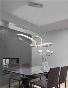 Sansa sospensione led infinito acciaio satinato con regolazione intensita' interruttore l. 80cm Moderno LED