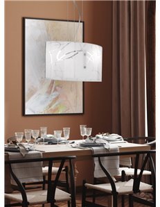 Spirelli sospensione rettangolare doppio vetro decoro cerchi l.40cm Moderno E27
