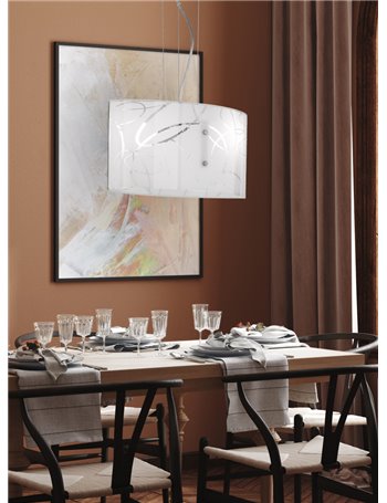 Spirelli sospensione rettangolare doppio vetro decoro cerchi l.40cm Moderno E27