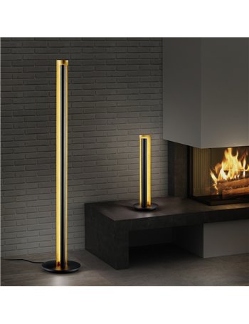Texel piantana led colonna nera interno oro dimmer a scatto h. 135 Moderno LED