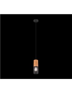 Tosh sospensione cilindro gabbia metallo nero opaco e legno d. 9cm Moderno LED 2