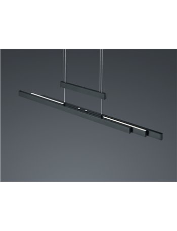 Trajan sospensione led nera allungabile estensibile intensita' dimmerabile luce calda e fredda a bi-emissione l. 150cm Moderno L