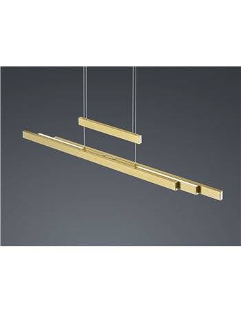 Trajan sospensione led ottone satinato allungabile estensibile intensita' dimmerabile luce calda e fredda a bi-emissione l. 150c