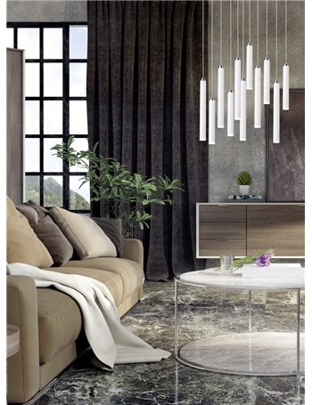 Tubular sospensione led rotonda 11 tubi bianca intensita' regolabile con interruttore d. 2,2 d. 40cm  Moderno LED