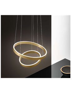 Criseide lampadario piccolo doppio anello Ø60 led dimmerabile 100 watt  bianco oro Gea luce