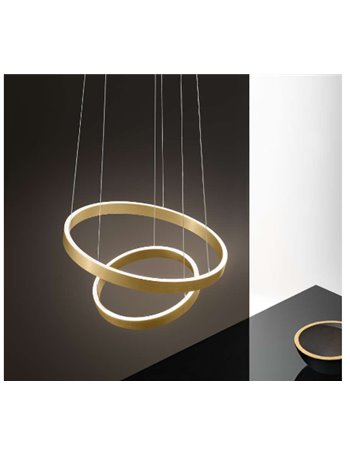 Criseide lampadario piccolo doppio anello Ø60 led dimmerabile 100 watt  bianco oro Gea luce