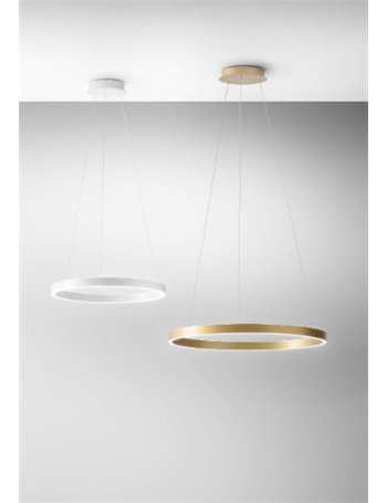 Criseide lampadario grande anello Ø80 led dimmerabile 80 watt  bianco oro Gea luce