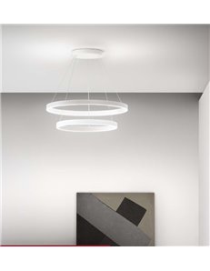 Criseide lampadario grande doppio anello Ø80 led dimmerabile 140 watt  bianco oro Gea luce