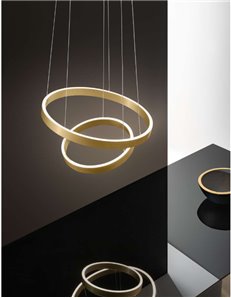 Criseide lampadario grande doppio anello Ø80 led dimmerabile 140 watt  bianco oro Gea luce 2