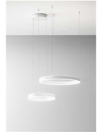 Criseide lampadario decentrabile piccolo doppio anello Ø60 led dimmerabile 100 watt  bianco oro Gea luce