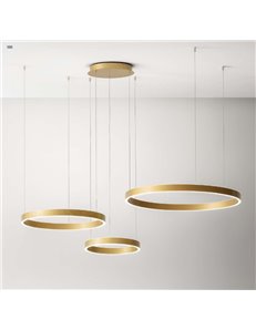 Criseide lampadario decentrabile triplo anello Ø80 led dimmerabile 180 watt  bianco oro Gea luce