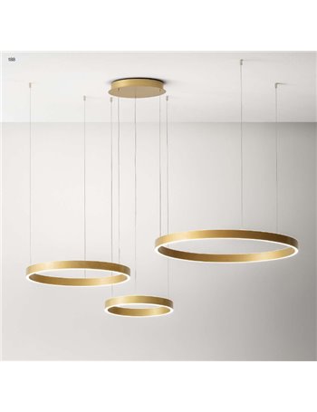 Criseide lampadario decentrabile triplo anello Ø80 led dimmerabile 180 watt  bianco oro Gea luce