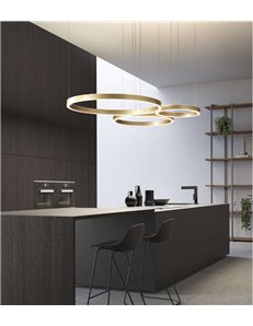 Criseide lampadario decentrabile triplo anello Ø80 led dimmerabile 180 watt  bianco oro Gea luce 2