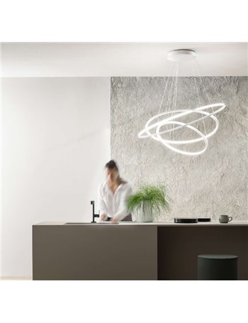Erika lampadario triplo anello Ø100 led dimmerabile 128 watt bianco Gea luce