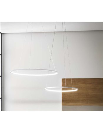 Erika sospensione decentrabile doppio anello Ø80 led dimmerabile 80 watt bianco Gea luce