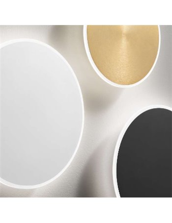 Fortuna applique piccola rotonda led dimmerabile 20 watt luce indiretta bianco nero oro Gea luce