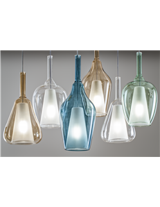 Ofelia s10 lampadario cucina pendente vetro trasparente blu verde ambra cromo oro rame 2