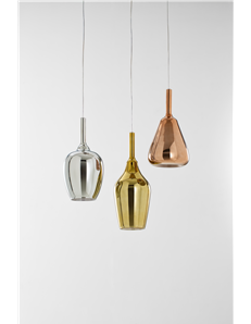Ofelia s12 lampadario cucina pendente vetro trasparente blu verde ambra cromo oro rame 2