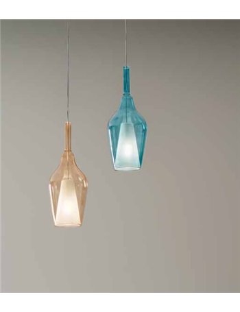 Ofelia s12 lampadario cucina pendente vetro trasparente blu verde ambra cromo oro rame