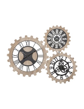 Orologio da muro 3 ingranaggi cm 
93x3x74 legno metallo misterlight