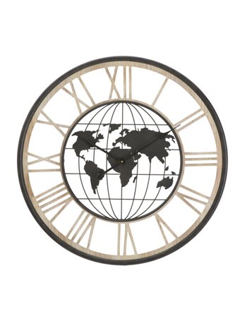 Orologio da muro world dark cm ø 70x5 metallo legno  misterlight