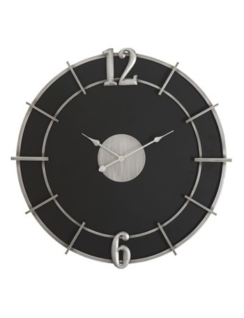 Orologio silver glam cm ø 60x4,5 metallo legno  misterlight