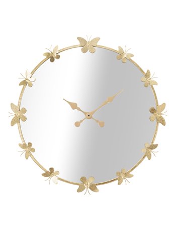 Orologio glam butterfly cm ø 75x4,5 (specchio cm ø 64) metallo specchio  misterlight