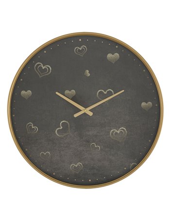 Orologio da muro hearts cm ø 60x6 metallo, legno specchio misterlight
