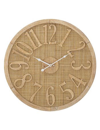 Orologio da muro boho cm ø 60x4,5 legno rattan misterlight