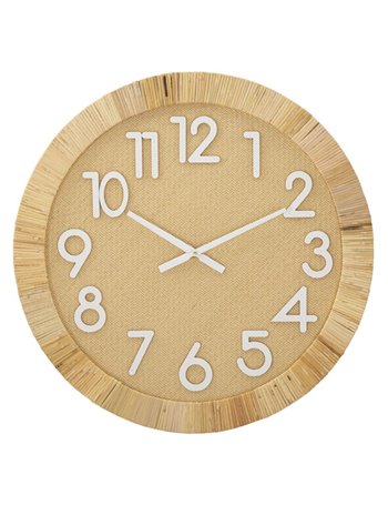 Orologio da muro boho plus cm ø 60x4,5 legno rattan misterlight
