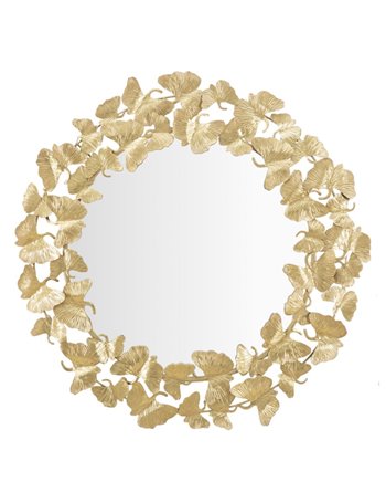 Specchio foglie round cm ø 87x2,5 oro crema