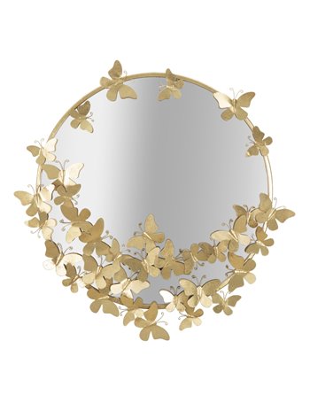 Specchio farfalle round cm 74x4x75 oro crema