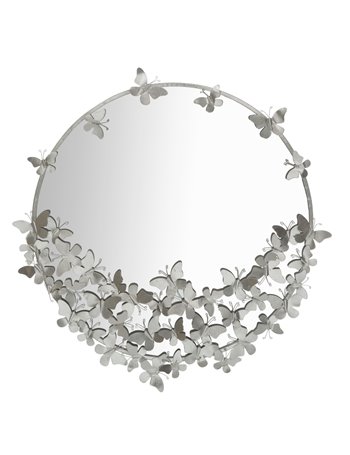 Specchio farfalle round silver cm ø 91x3x94 argento