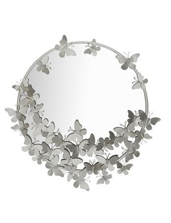 Specchio farfalle round silver cm ø 74x4x75 argento
