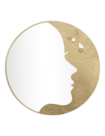 Specchio glam lady luxy -a- ø cm 80x2,5 (misura specchio cm 59x70 ) oro crema