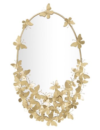Specchio glam oval butterfly cm 59x3x89,5 (misura specchio cm 46x78) oro crema