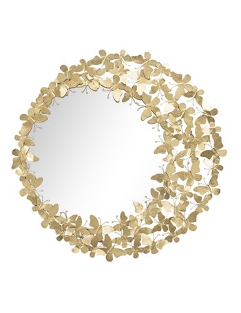 Specchio glam butterfly wind ø cm 81,5x3,5 (misura specchio cm ø55) oro crema