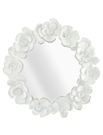 Specchio bianco flower cm 82x2,6x85,5 bianco   oro