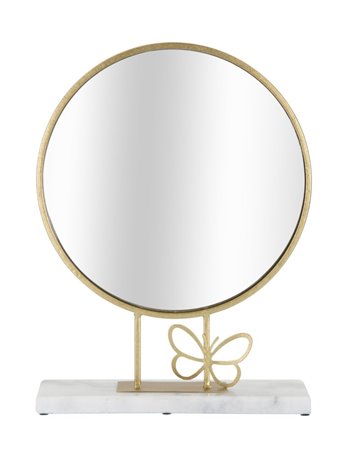 Specchio da appoggio butterfly cm 30x9x39,5 oro   marmo
