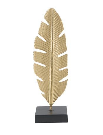 Scultura foglia c/porta c ela glam cm 10x10x34  oro/nero metallo