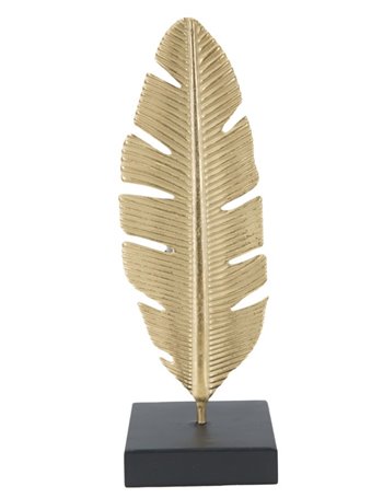 Scultura foglia c/porta c ela glam cm 10x10x30  Oro nero metallo