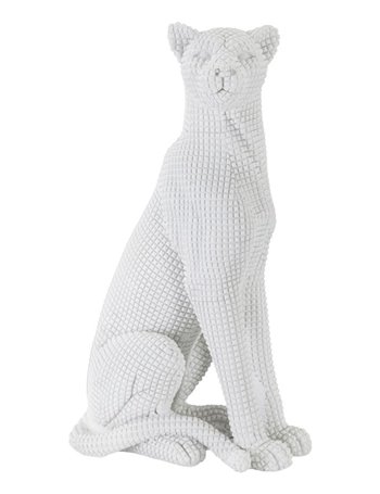 Leopardo seduto bianco cm 15x10x27 bianco   poliresina