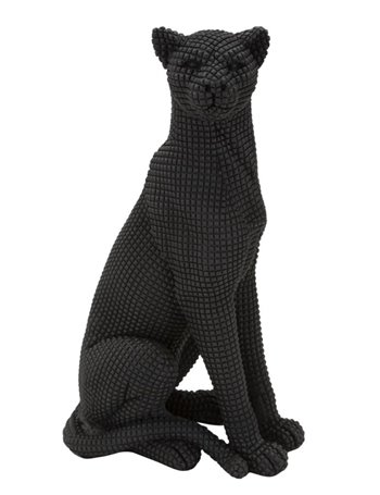 Leopardo seduto nero cm 15x10x27 nero   poliresina