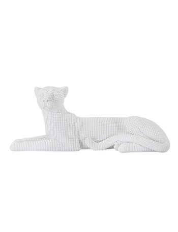 Leopardo sdraiato bianco cm 38x12,5x15,3 bianco   poliresina