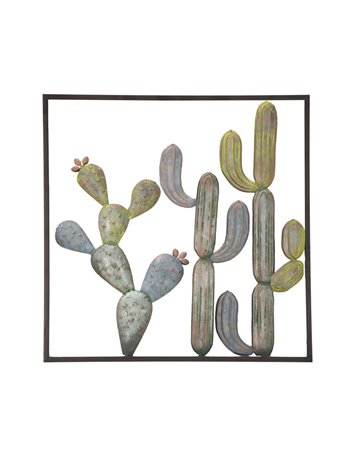 Pannelo in ferro cactus-frame -c- cm 50x1,3x50  verdo blu metallo