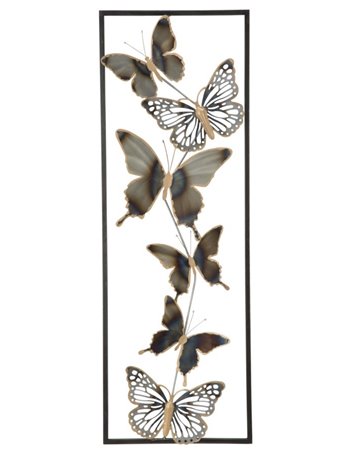 Pannelo in ferro farfalle cm 31x2,5x90 nero argento metallo