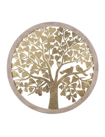Pannello da muro gold tree rot. Cm ø 80x2,5 oro marrone metallo mdf