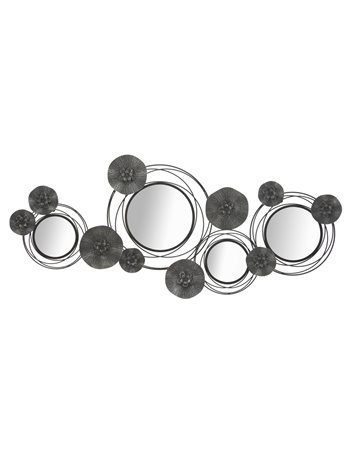 Pannello/specchio dark round cm 117x5,5x49 nero grigio metallo specchio