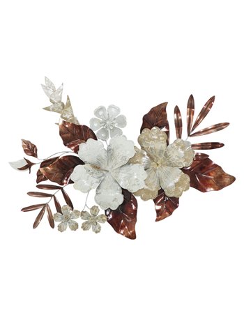 Pannello in ferro bouquet cm 83x8,5x55 multicolore metallo