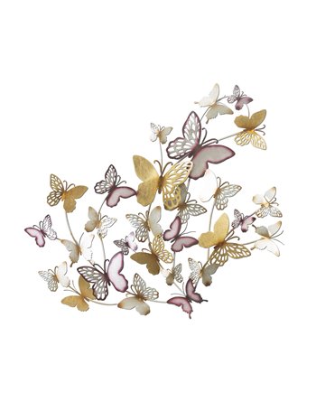 Pannello da muro butterflies oro/bordeaux cm 132x3,5x95,5 multicolore metallo